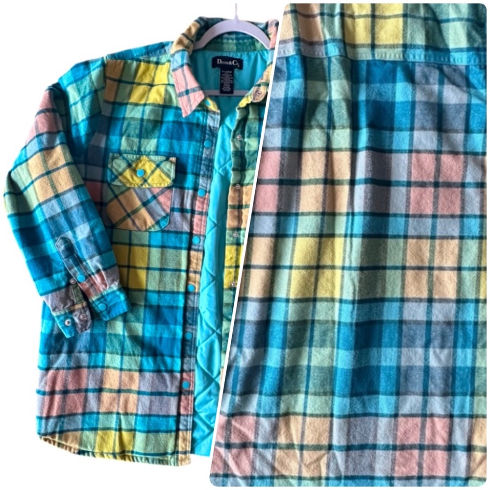 Denim & Co. Quilted Plaid Flannel Shacket Jacket XL – Colorful Cozy Layer